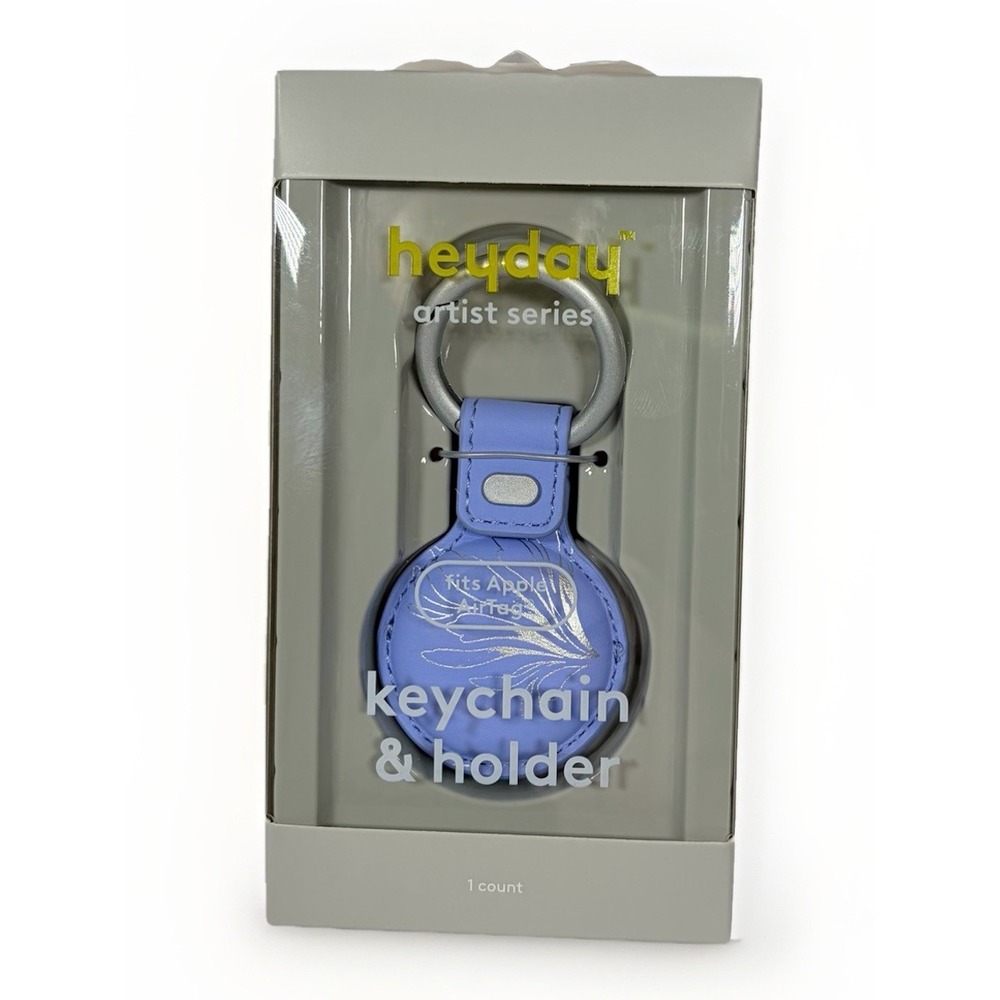 Heyday Artist Series keychain Holds Apple AirTag Snap Clip Purple Lilac Luggage